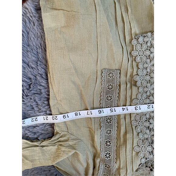 Favlux Green Striped Floral Embroidered 3/4 Sleeve Button Down‎ - Picture 5 of 8